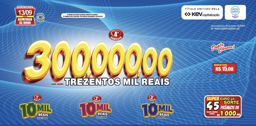 Prêmios da Edição 364: R$ 300.000,00 no 4º sorteio, três sorteios de R$ 10.000,00 e Super Giro da Sorte